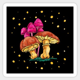 Hot pink mushrooms and boletus, colorful fungi Sticker